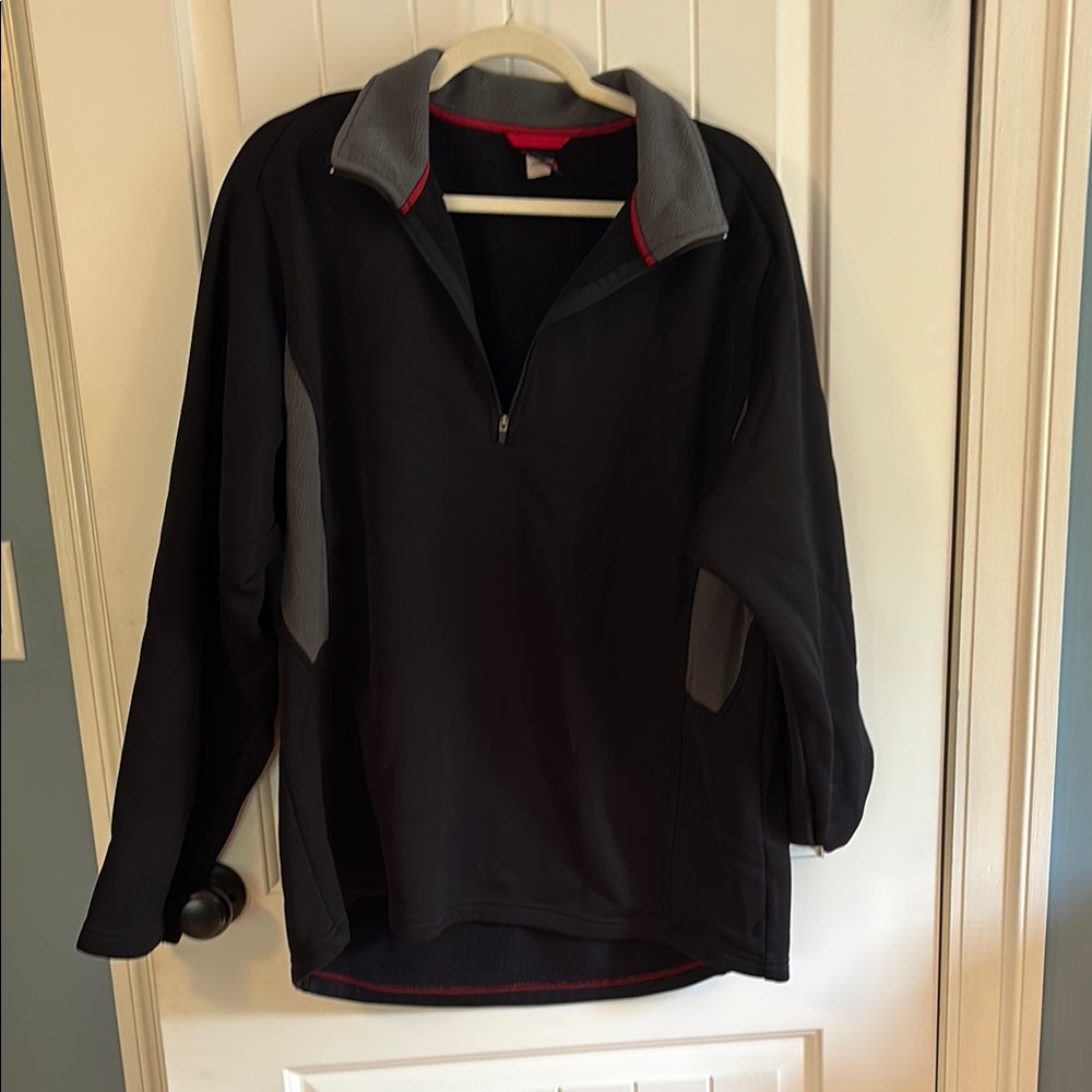 Men's Black and Gray Quarter-Zip Jacket